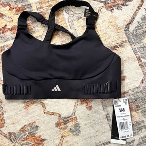 adidas Black High Support Sports Bra with Logo Tag